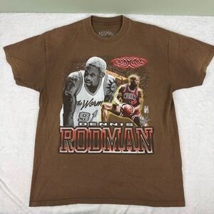 Rodman Apparel Dennis Rodman The Worm T-Shirt Brown Mens Large Chicago Bulls